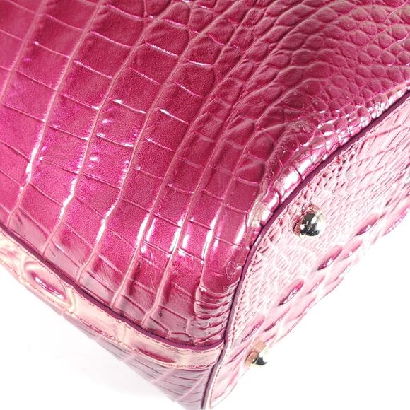 BRAHMIN DUXBURY Medium Pink BLUSH Leather Croc Embossed Ombre Satchel Handbag - Picture 14 of 16